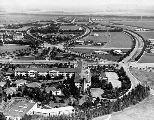 Historical aerial photograph of Beverly Hills California circa 1921
